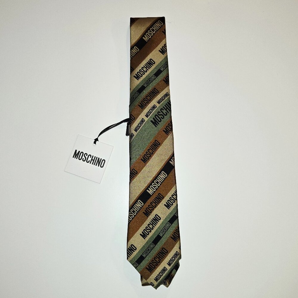 MOSCHINO Multicolor Logo Silk Tie